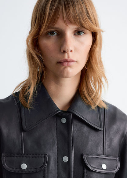 Patch-Pocket Leather Jacket