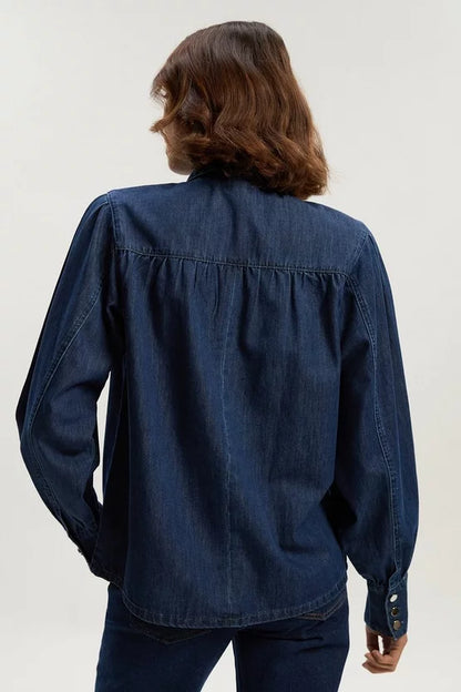 Denim Pussybow Blouse