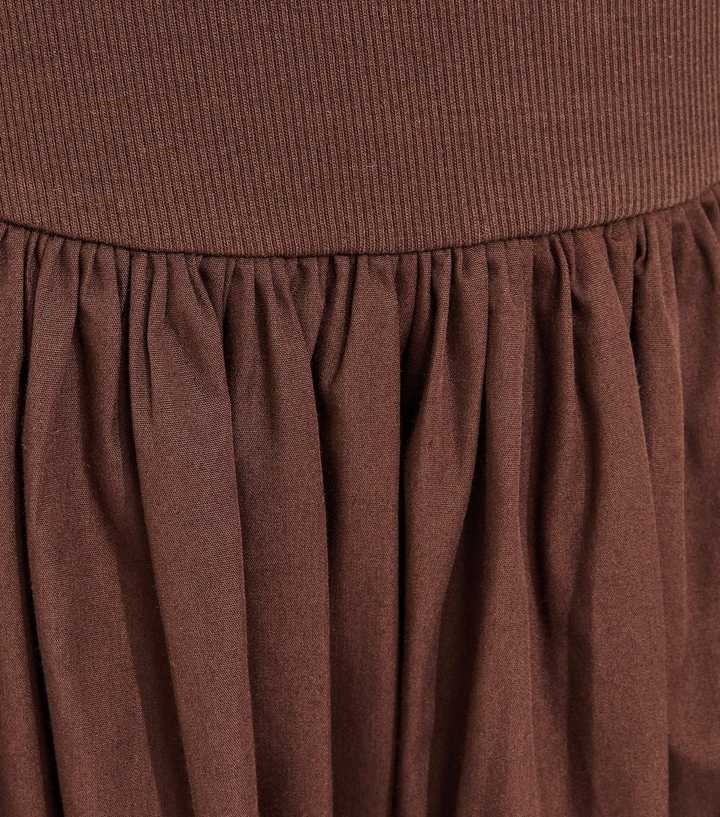 Dark Brown 2-In-1 Poplin Midi Dress