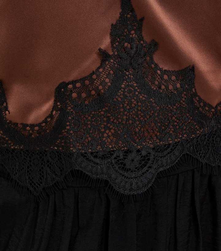 Dark Brown Lace Short Cami Vest Top