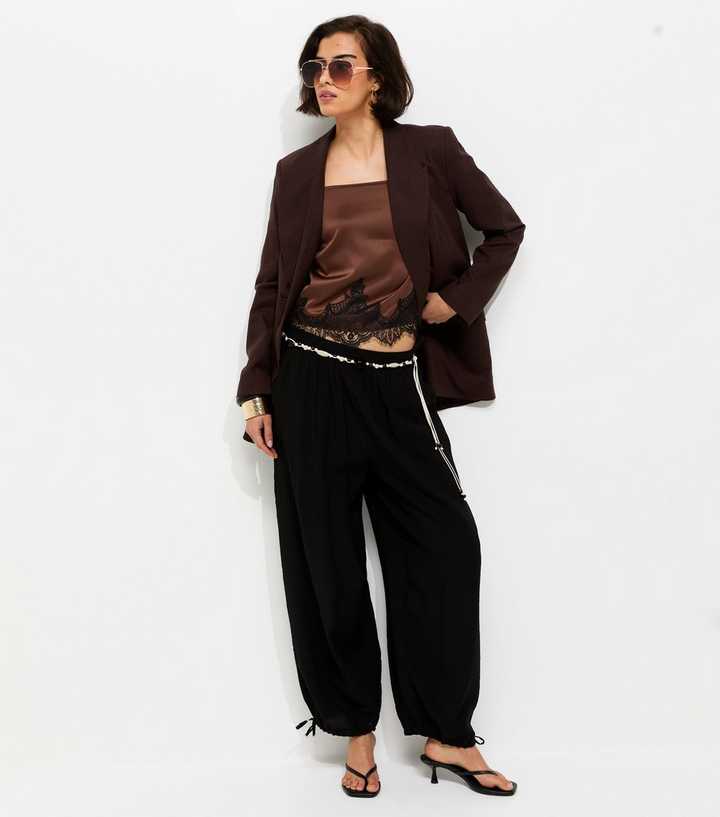 Dark Brown Lace Short Cami Vest Top