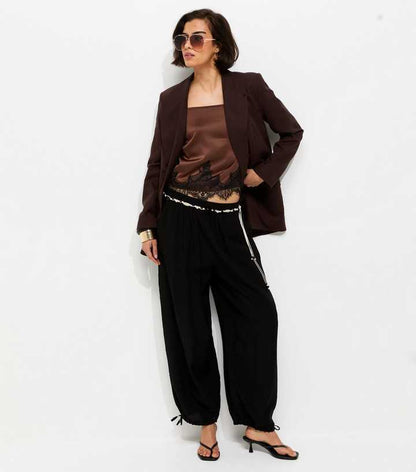Dark Brown Lace Short Cami Vest Top