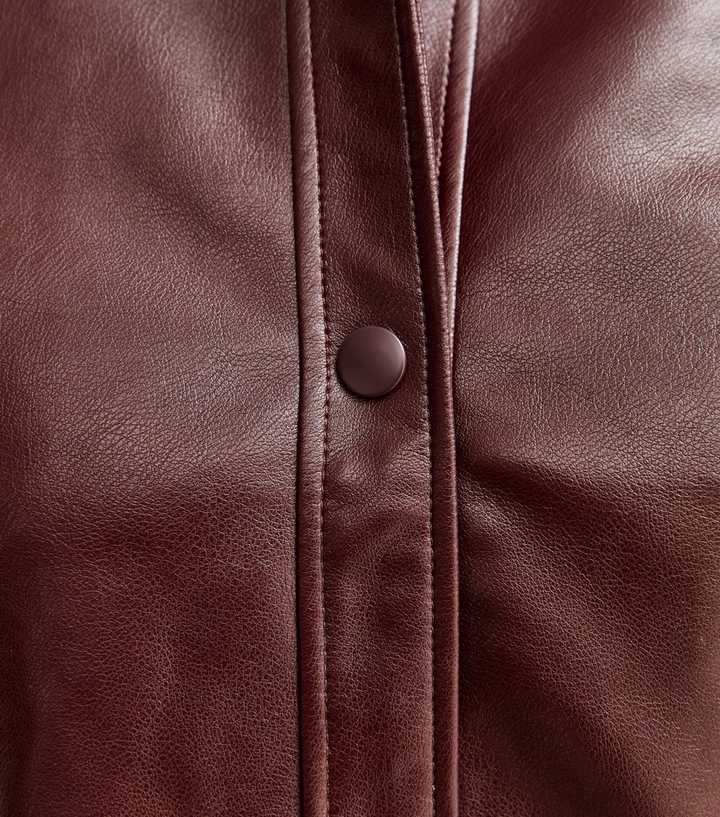 Dark Burgundy Bubble Hem Faux Leather Jacket