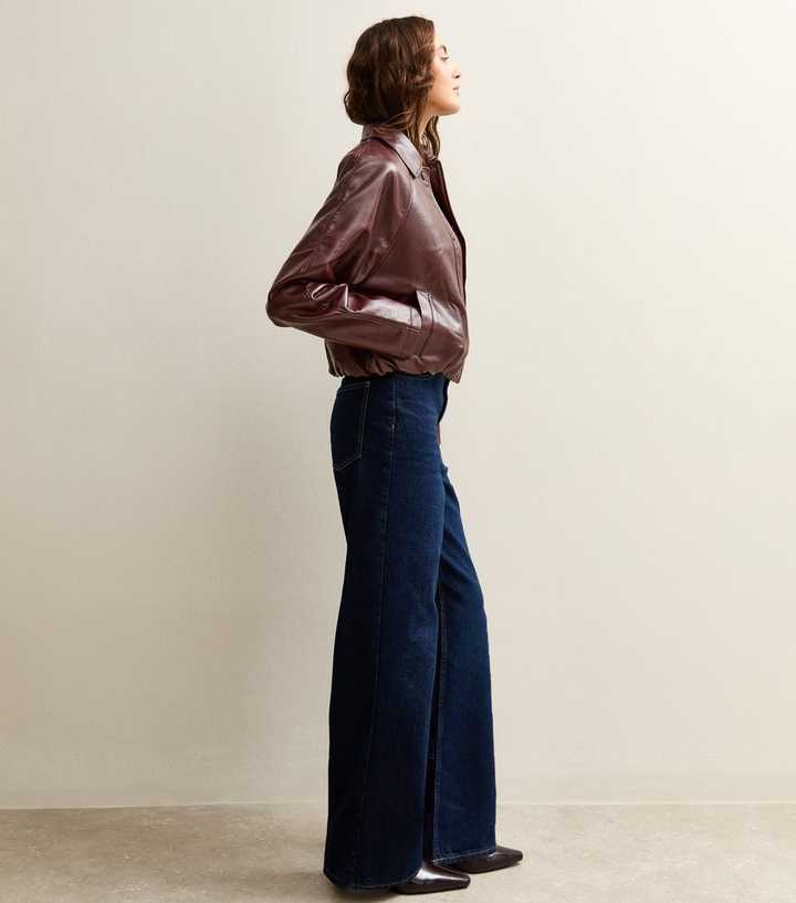 Dark Burgundy Bubble Hem Faux Leather Jacket