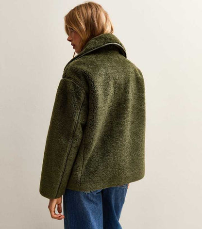 Dark Green Faux Fur Bonded Jacket