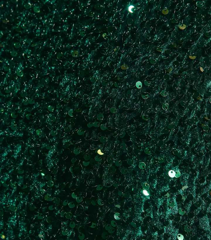 Dark Green Sequin Sleeveless Top