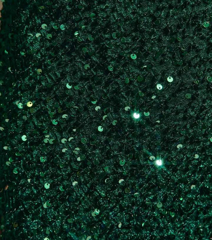 Dark Green Velvet Sequin Embellished Midi Skirt