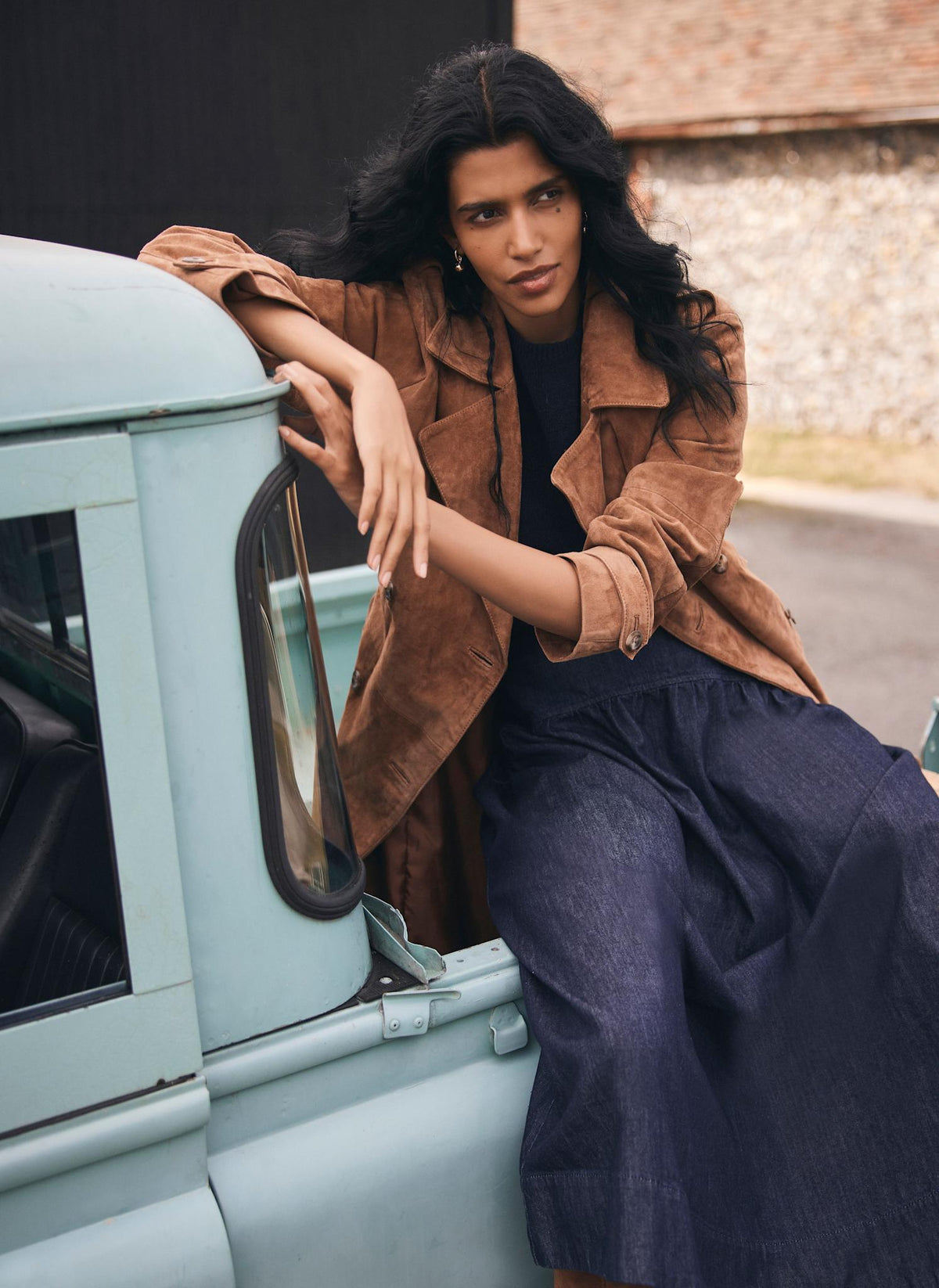 Dark Indigo Denim Maxi Skirt
