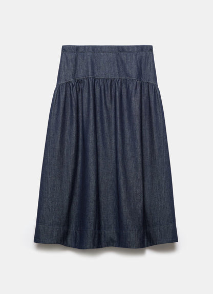 Dark Indigo Denim Maxi Skirt