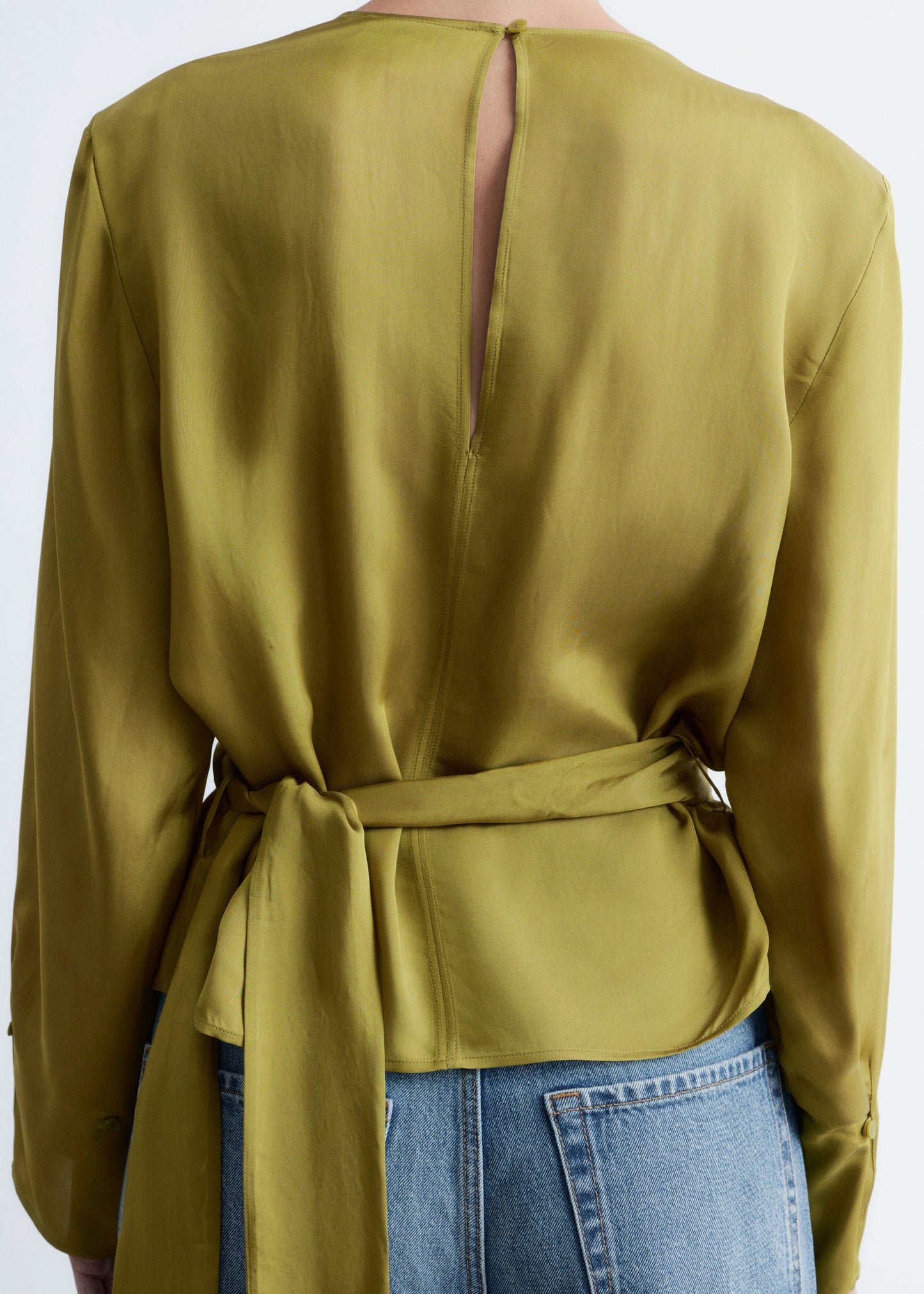 Gathered Tie-Belt Blouse