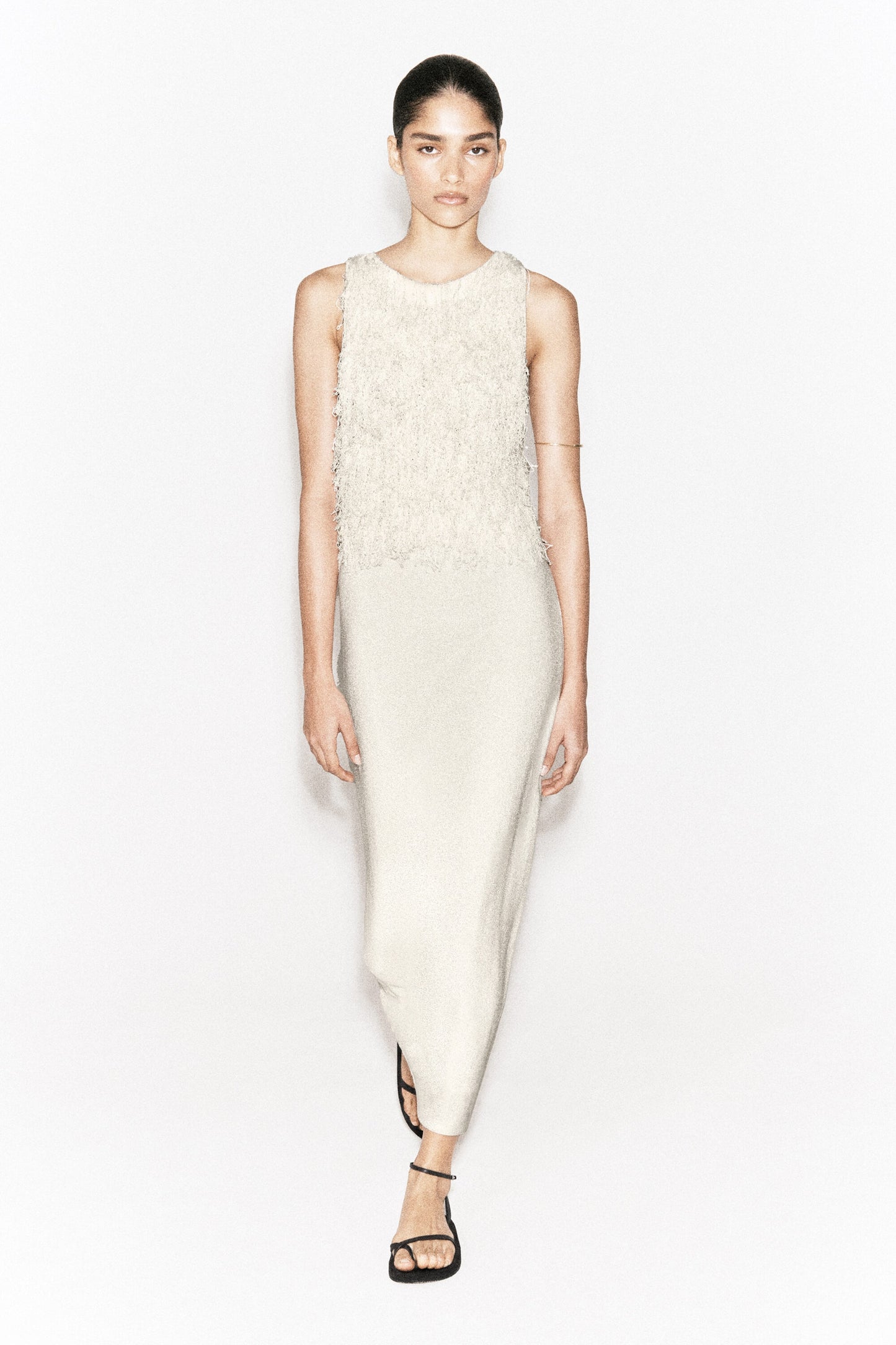 Fringed Knitted Column Dress