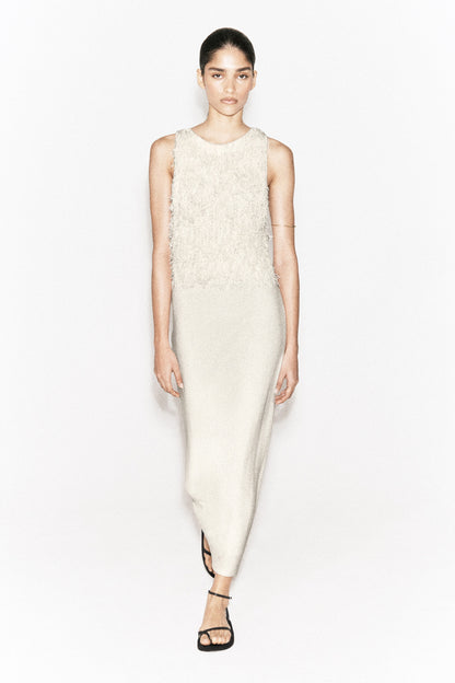 Fringed Knitted Column Dress
