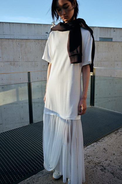 Mesh-detail T-shirt dress