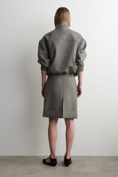 Funnel-Neck Wool-Blend Bomber Jacket