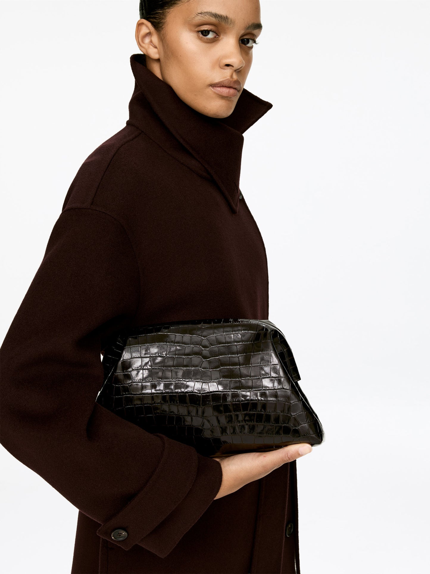 Croco-Embossed Clutch