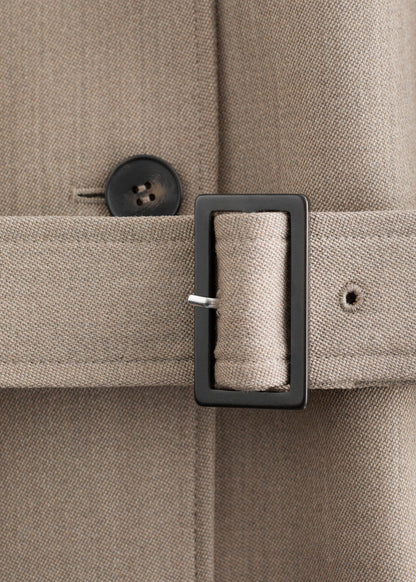 Tie-Belt Wool Trench Coat