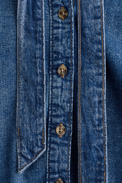 Bow-detail denim blouse