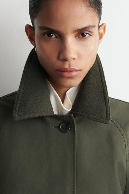 Wool-Trimmed Long Car Coat