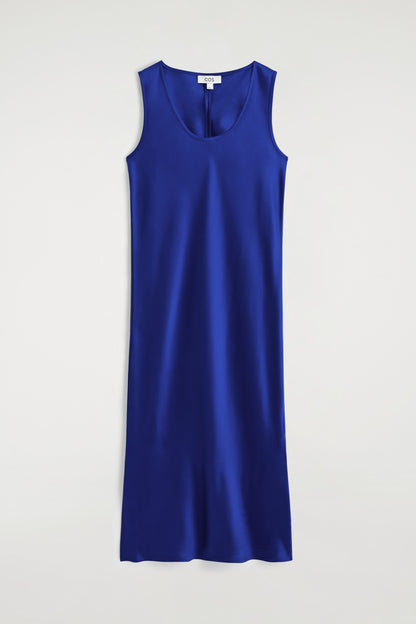 Scoop-Neck Satin Midi Dress