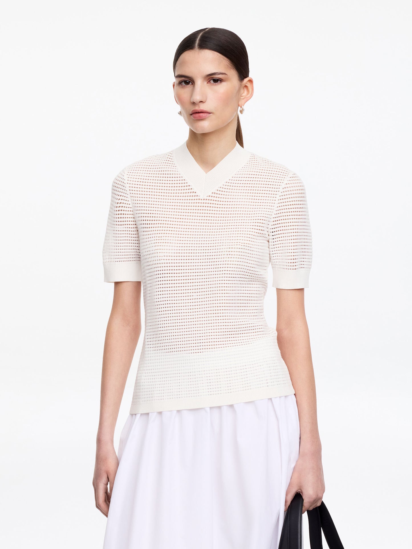 Pointelle V-Neck Top