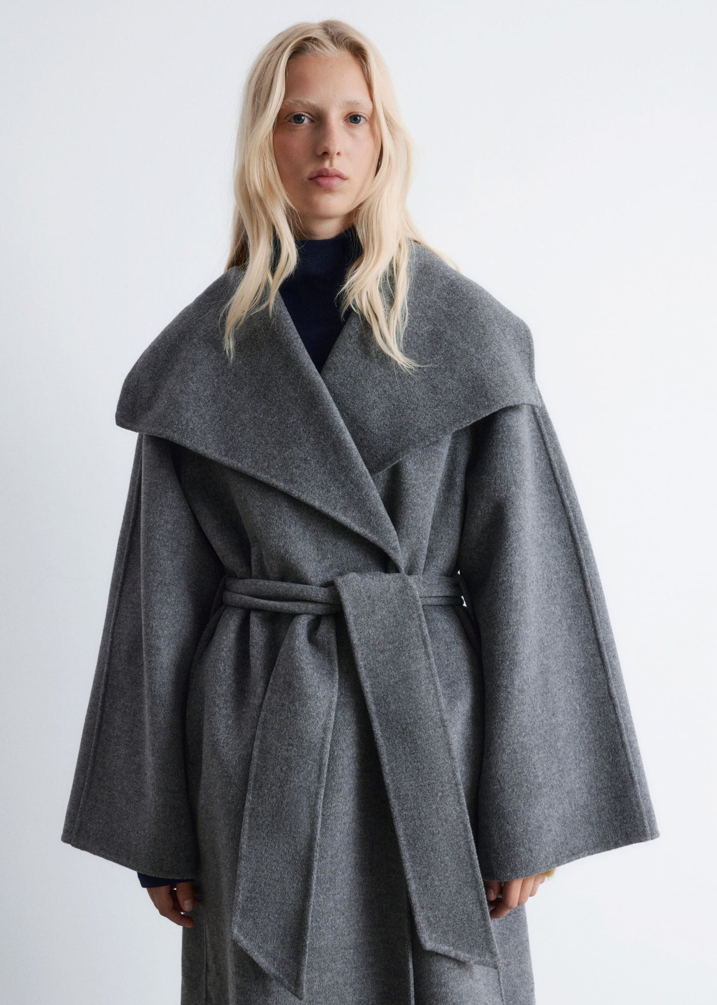 Shawl-Collar Wool Maxi Coat