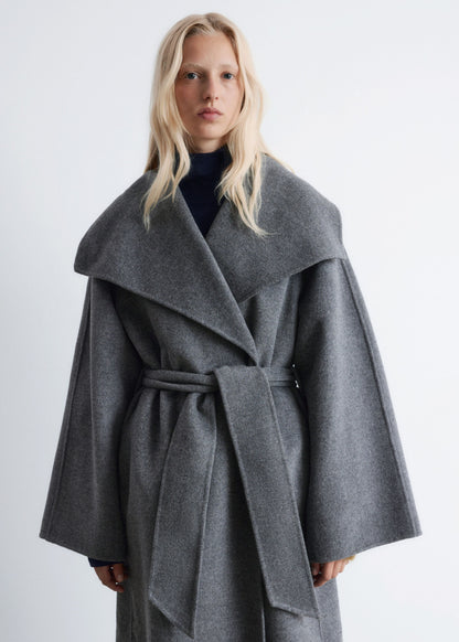 Shawl-Collar Wool Maxi Coat