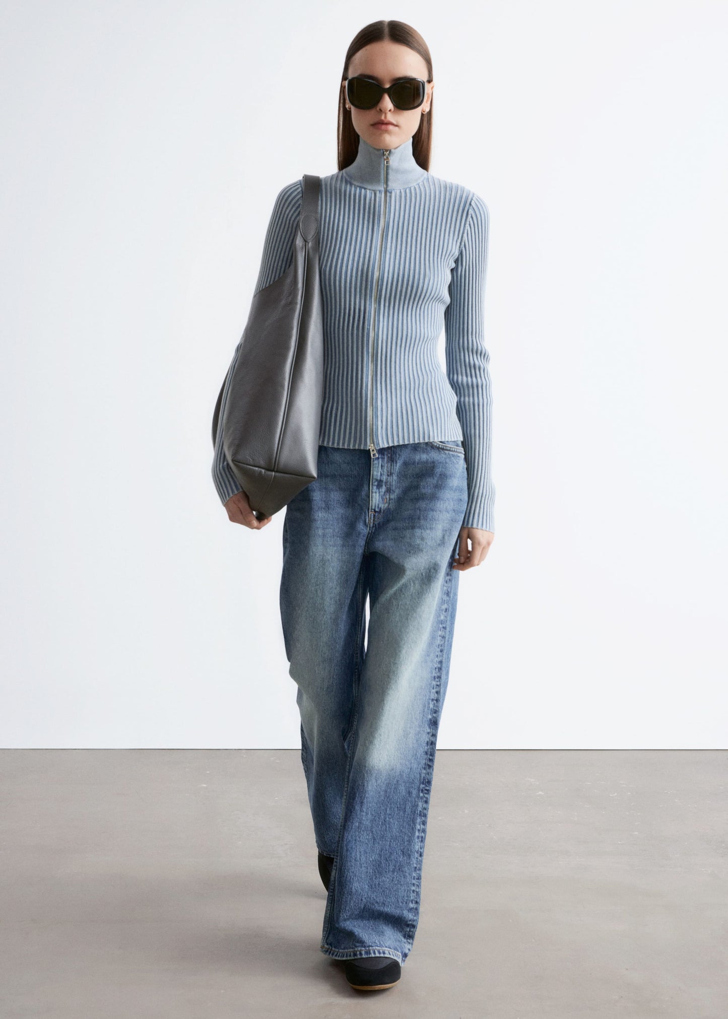 Zip-Up Turtleneck Cardigan