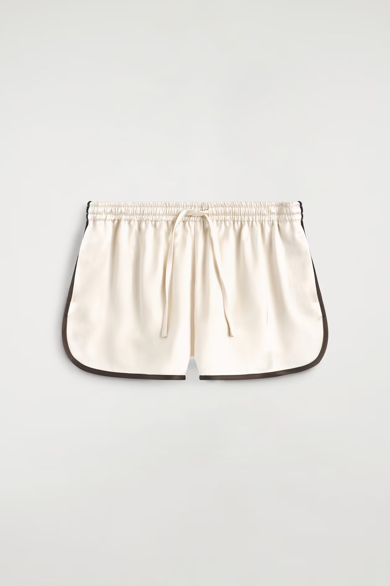Contrast-piped satin track shorts