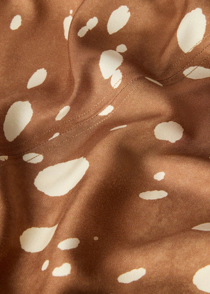 Brown Sleeveless Spot Viscose Midi Dress