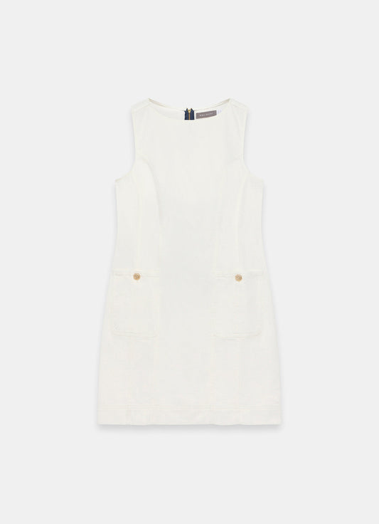 White Denim Shift Mini Dress