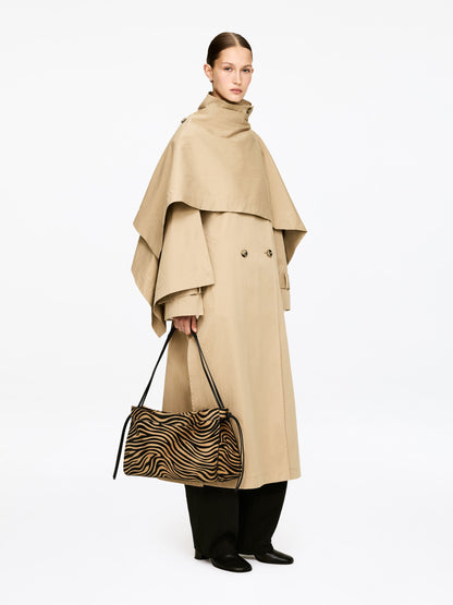 Zebra-Print Leather Shoulder Bag