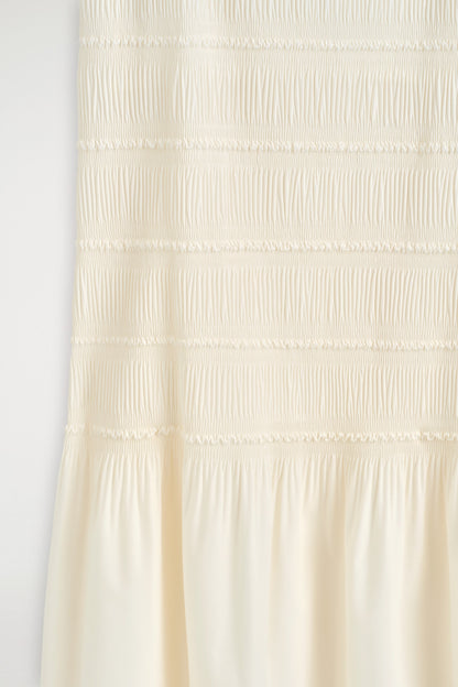 Ruched dropped-waist poplin midi dress