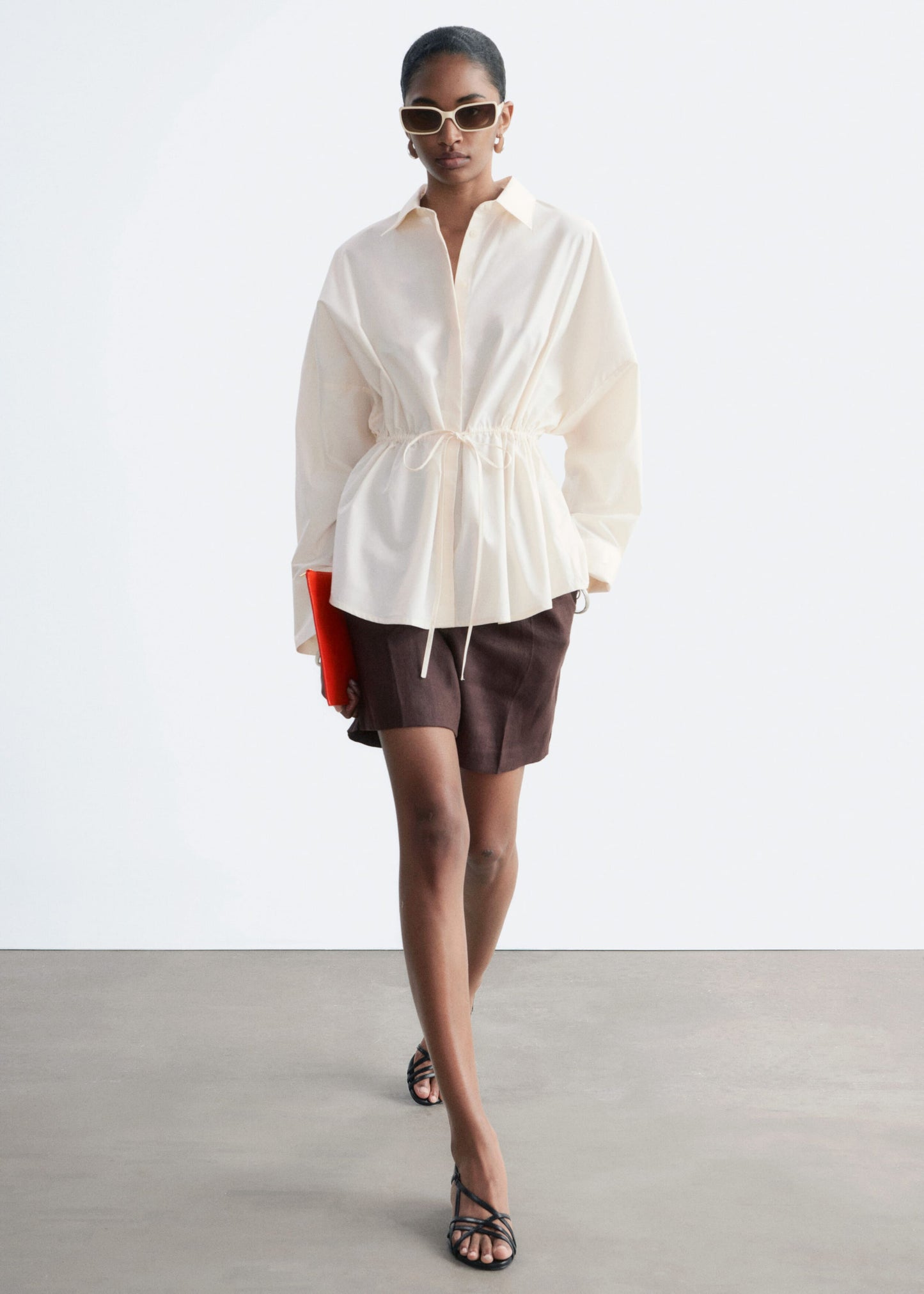 Cotton Poplin Drawstring Shirt