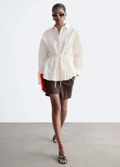 Cotton Poplin Drawstring Shirt