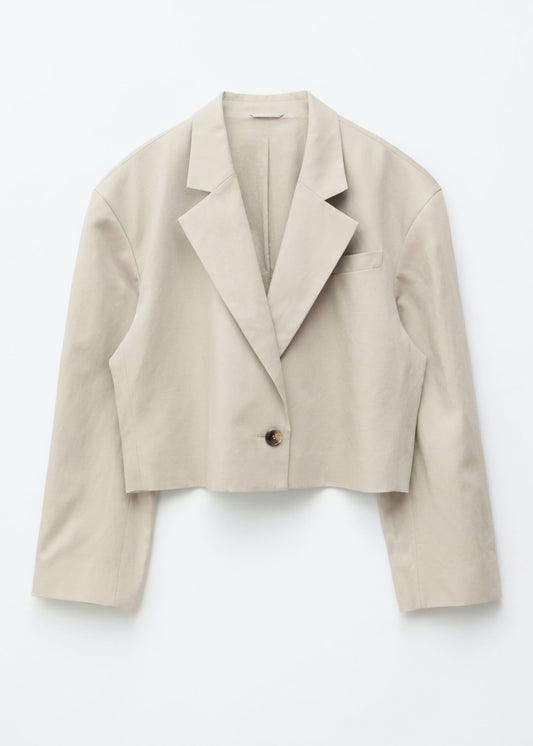 Cropped Wool-Linen Blazer