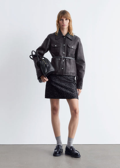 Patch-Pocket Leather Jacket