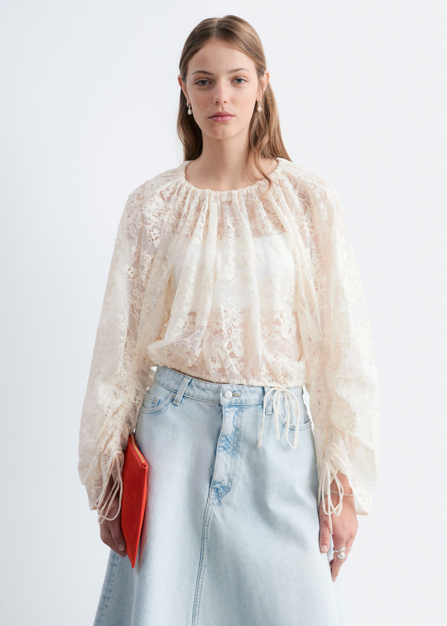 Gathered Lace Blouse - White - Blouses - & Other Stories GB