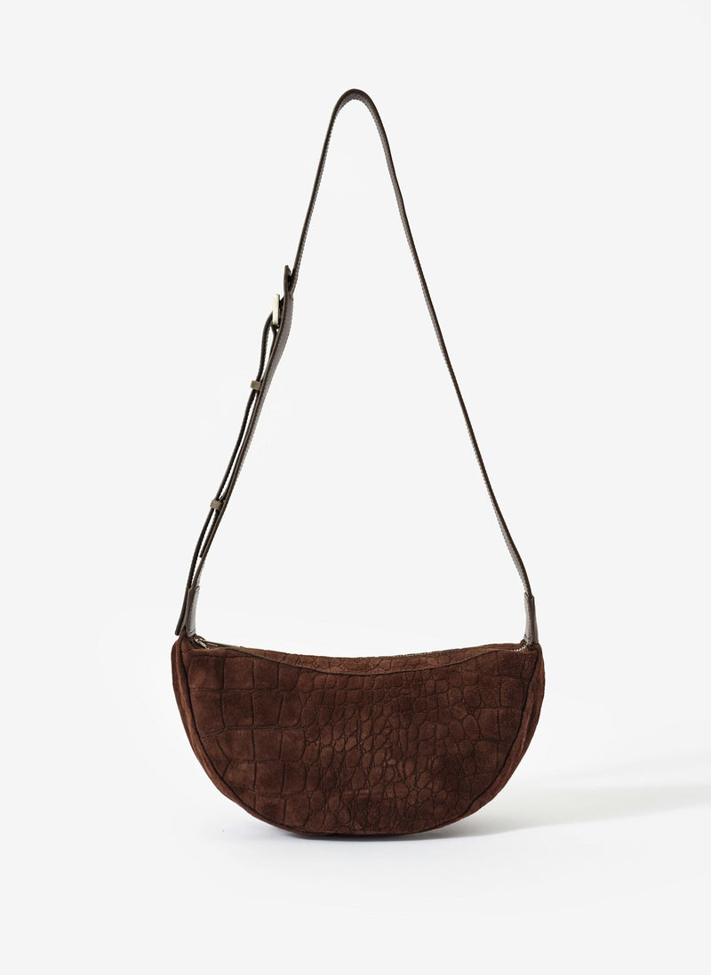 Dolly Brown Textured Suede Scoop Sling Bag