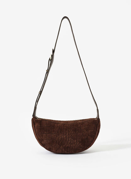 Dolly Brown Textured Suede Scoop Sling Bag