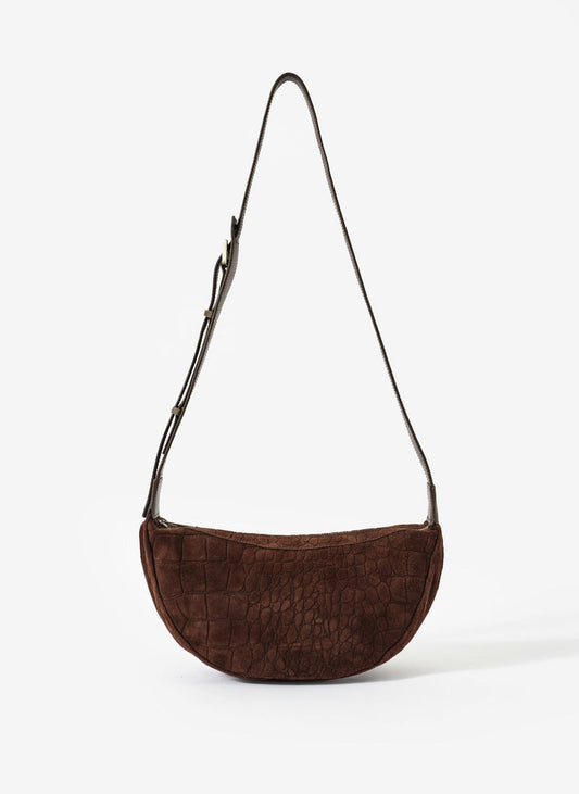 Dolly Brown Textured Suede Scoop Sling Bag