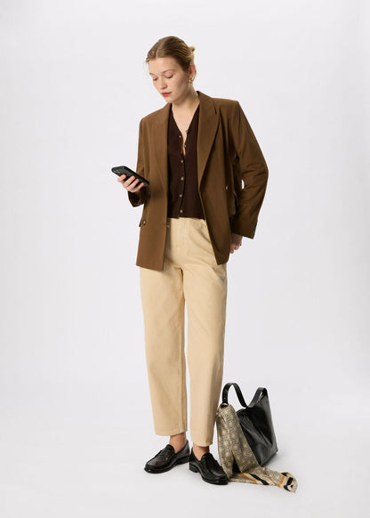 Brown Double Breasted Blazer