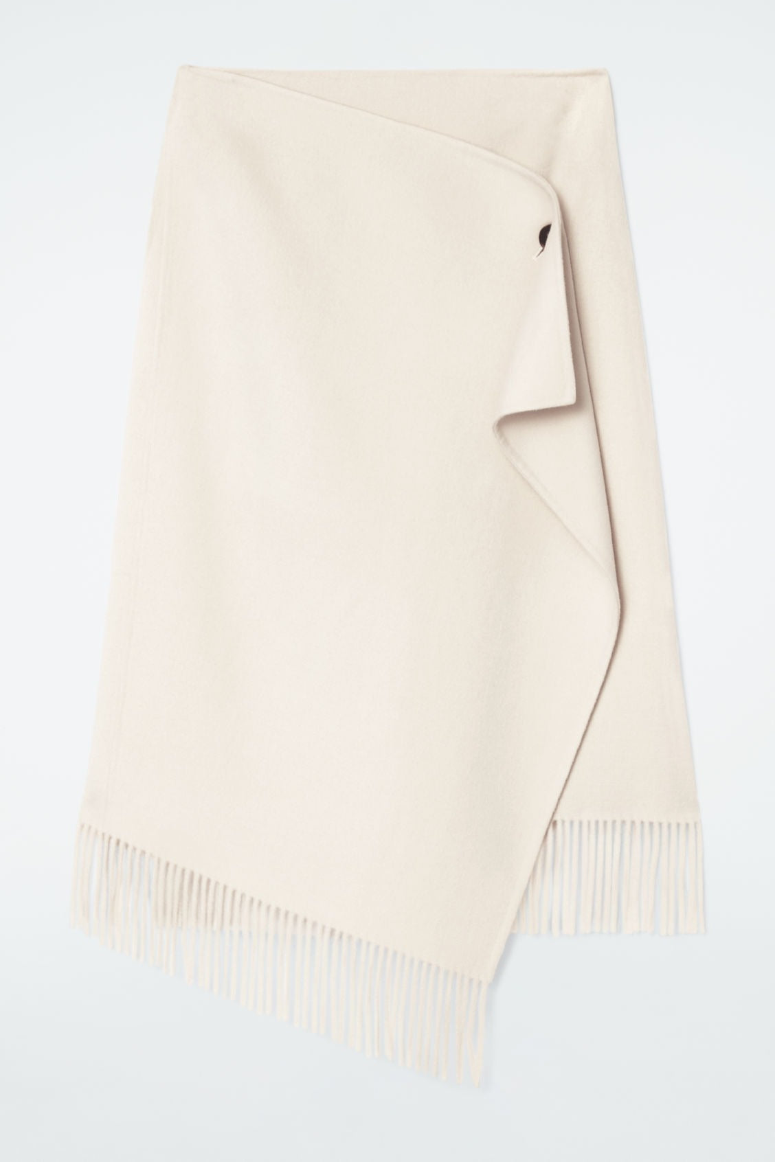 Fringed Wool Midi Wrap Skirt