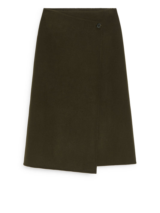 Wool-Blend Wrap Skirt