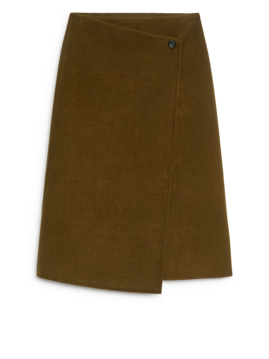 Wool Blend Wrap Skirt