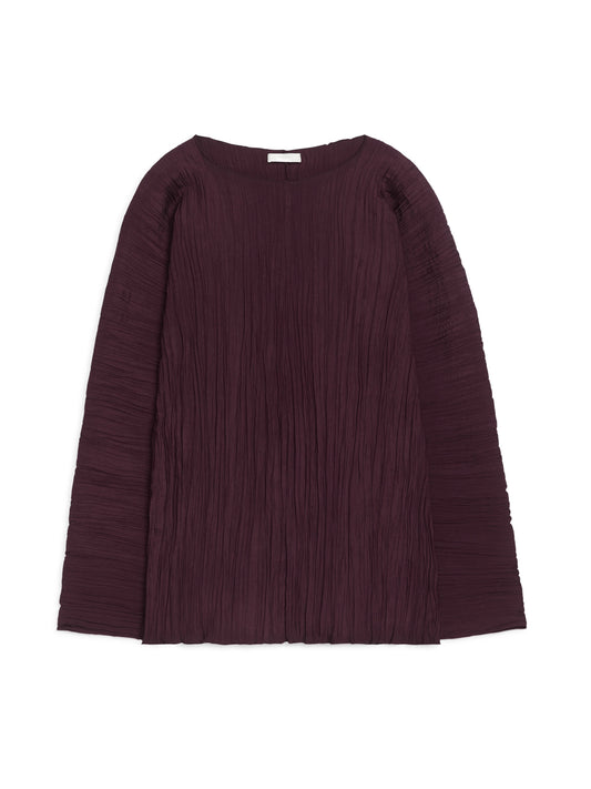 Volume-Sleeve Plissé Top