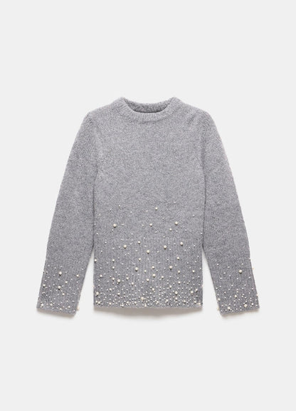 Grey Pearl Embellished Jumper