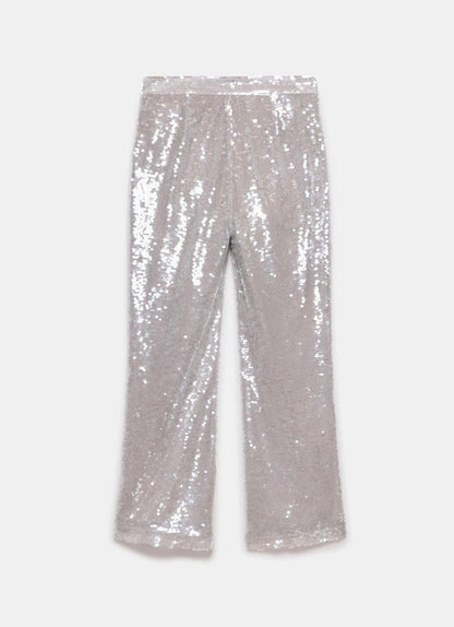 Grey Sequin Wide Trousers