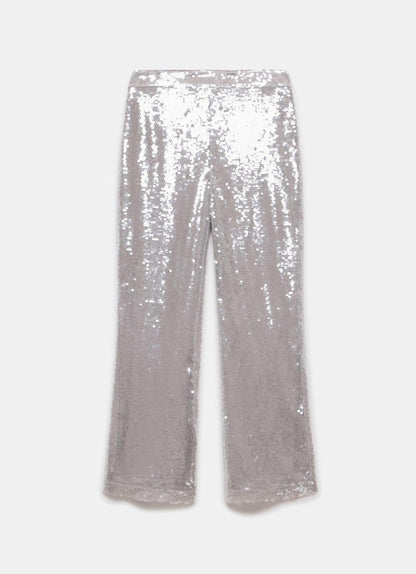 Grey Sequin Wide Trousers