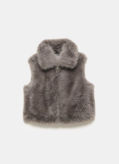 Grey Faux Fur Gilet