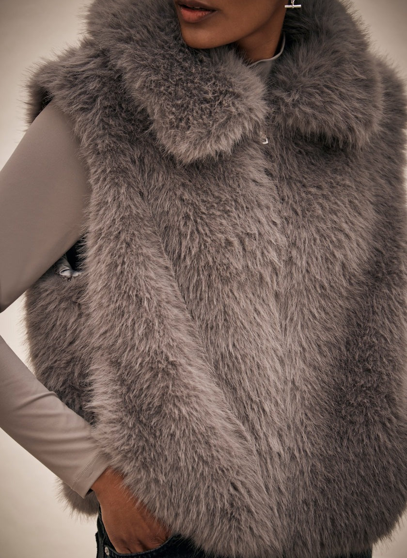 Grey Faux Fur Gilet